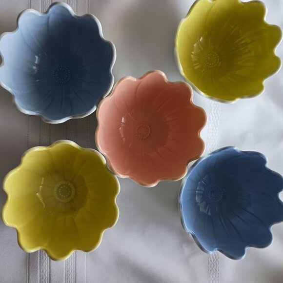 Set of 5 Vintage Anchor Hocking Fire King Lotus Leaf and Blossom Sets - Picture 8 of 10